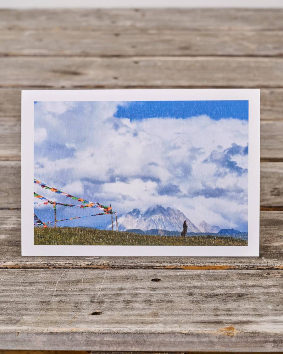 Carte de voeux Routes de la Soie The silent lama in the snow mountain