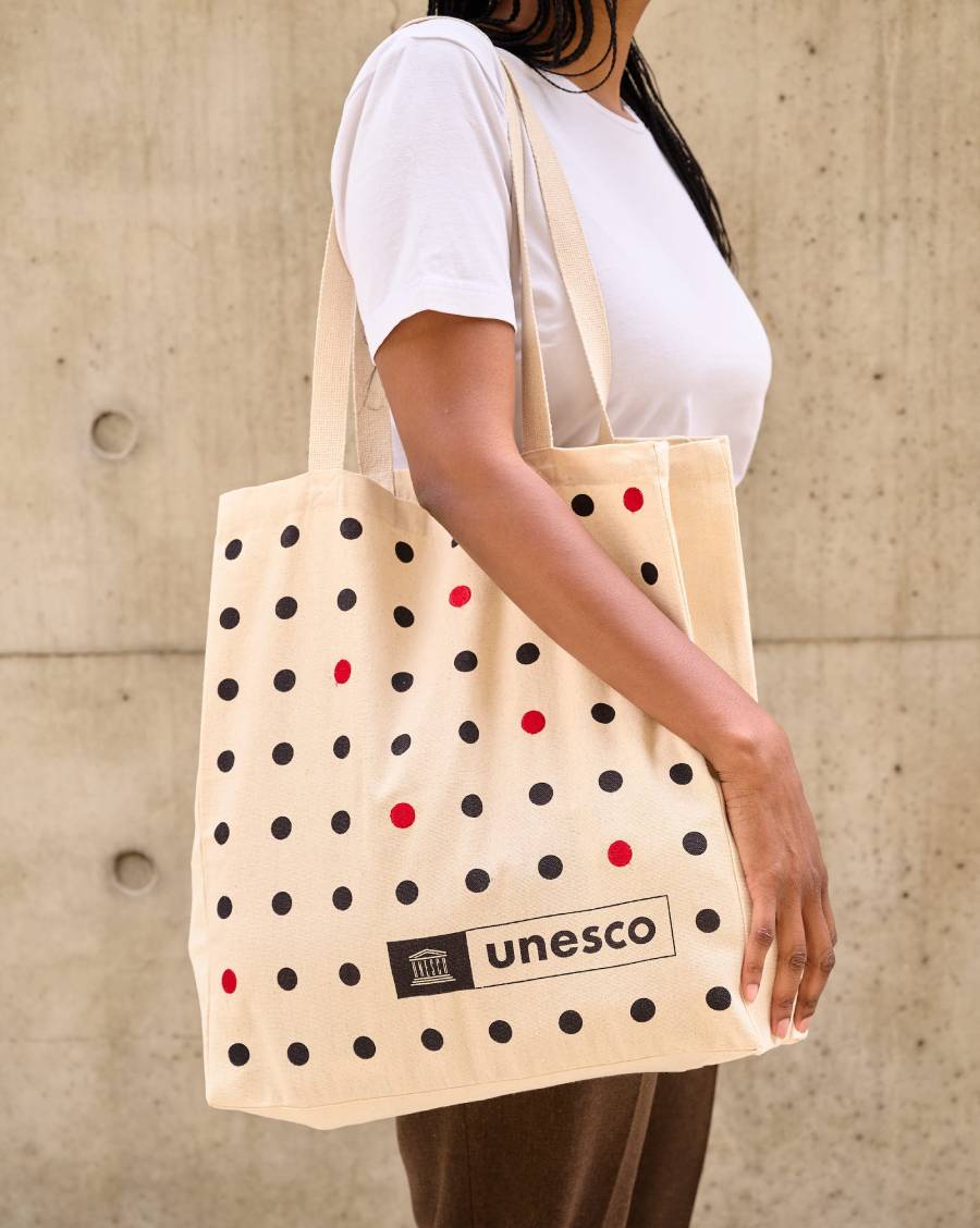 UNESCO polka dot bag